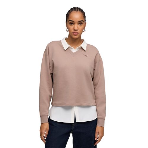 BUZO PUMA ESSENTIALS ELEVATED COMFORT V-NECK MUJER